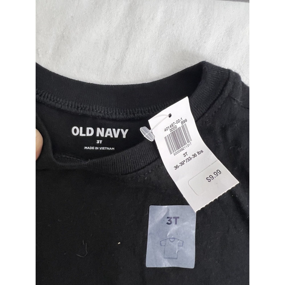 Old Navy Shirt Boys 3T Black Short Sleeve Basic Tee New Cotton Casual Crewneck - Picture 2 of 5
